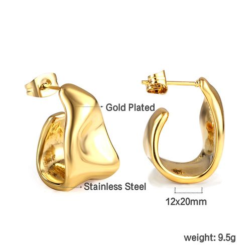 Luxusteel-Boucles D'oreilles Vintage En Acier Inoxydable Pour Femme, Perle En Forme De C, Huggie, Clip Blanc Et Vert, Bijoux En Métal