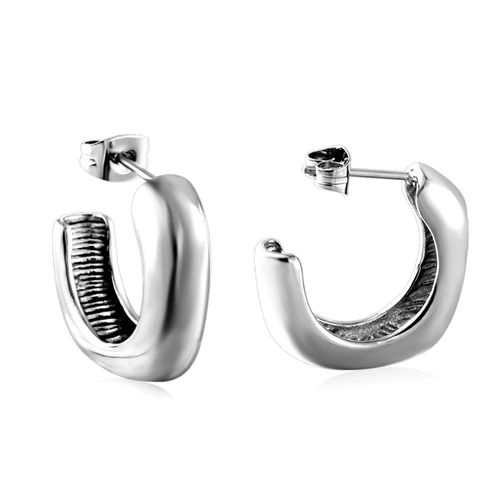 Luxusteel-Boucles D'oreilles Vintage En Acier Inoxydable Pour Femme, Perle En Forme De C, Huggie, Clip Blanc Et Vert, Bijoux En Métal