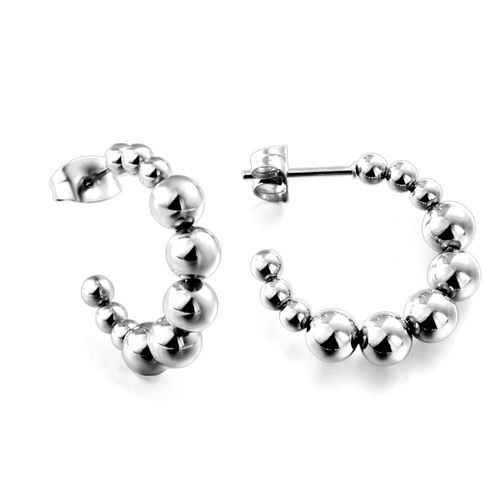 Luxusteel-Boucles D'oreilles Vintage En Acier Inoxydable Pour Femme, Perle En Forme De C, Huggie, Clip Blanc Et Vert, Bijoux En Métal