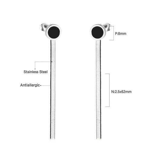 Luxsteel-Boucles D'oreilles Pendantes À Long Pompon Pour Femme, Coeur Noir Tendance, Breloque D'amour, Piercing D'oreille En Acier Inoxydable, Bijoux Cadeaux, 2023
