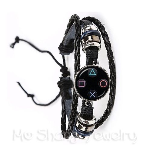 Bracelet De Contrôleur De Jeu Vidéo Vintage En Cuir Noir/Marron, Pour Hommes, Bijoux, Cadeau