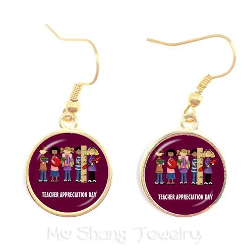 Boucles D'oreilles De Remerciement Pour Enseignant, Cabochon En Verre De 16mm, Pendentif, Maîtresse, Dôme En Verre, Bijoux Goutte D'eau Pour Gratitude, Nouvelle Collection 2018