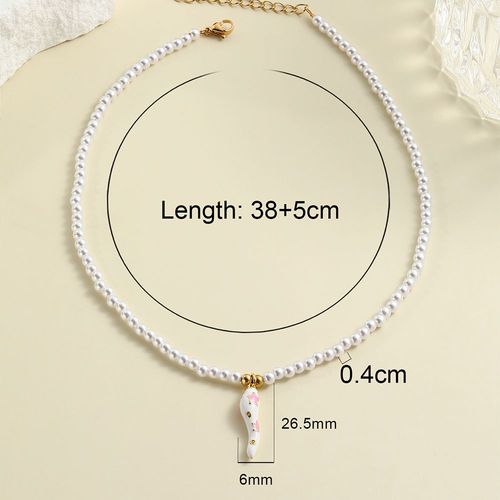 Collier De Perles Blanches En Acier Inoxydable Pour Femme, Accessoire Funny Facing Heaven Belle Stars 216.239., Document Or, Livraison Gratuite