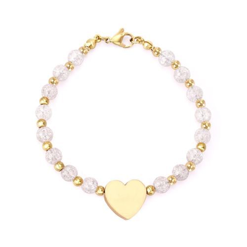 Luxusteel-Bracelets En Cristal De Coeur Blanc Pour Femmes, Bracelets En Acier Inoxydable, Bijoux Pour Filles