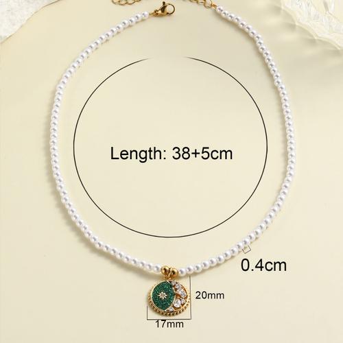 Collier De Perles En Acier Inoxydable Pour Femme, Artisanat Incrusté, Collier, Bouton, Soleil, Lune, Étoile, Exquis