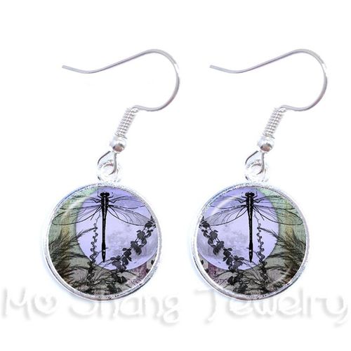 Boucles D'oreilles Romantiques Et Mignonnes En Verre Pour Femmes, Image De Papillon Blanc Et Bleu, Cadeau De Mariage