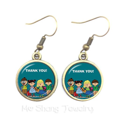 Boucles D'oreilles Classiques De Remerciement Pour Enseignant, Motif De C¿Ur Rouge, En Métal, Goutte De Verre, Cadeaux Créatifs Pour Femmes, Hommes Et Enfants