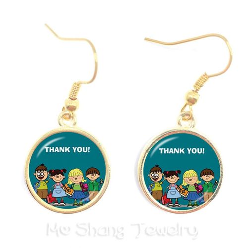 Boucles D'oreilles Classiques De Remerciement Pour Enseignant, Motif De C¿Ur Rouge, En Métal, Goutte De Verre, Cadeaux Créatifs Pour Femmes, Hommes Et Enfants