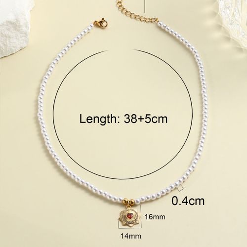 Collier De Perles En Acier Inoxydable Incrusté De C¿Ur Rouge, Étoile De Lecture, Collier En Or, Structure, Livraison Gratuite