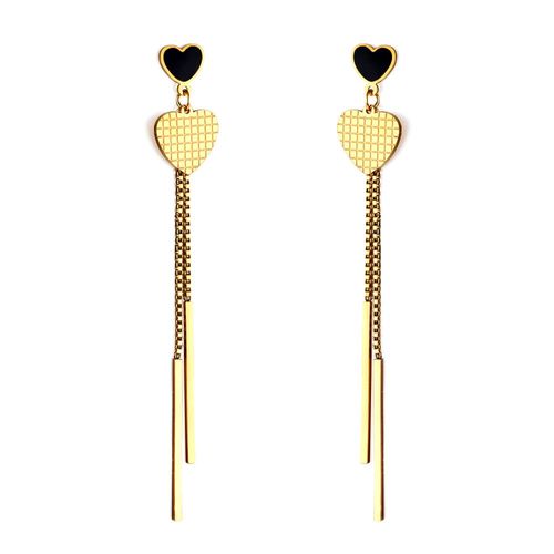 Luxusteel-Boucles D'oreilles Pendantes À Pampilles Longues Pour Femmes Et Filles, Boucles D'oreilles Géométriques Simples, Acier Inoxydable, Coquillage Noir, Bijoux Uniques, Tendance
