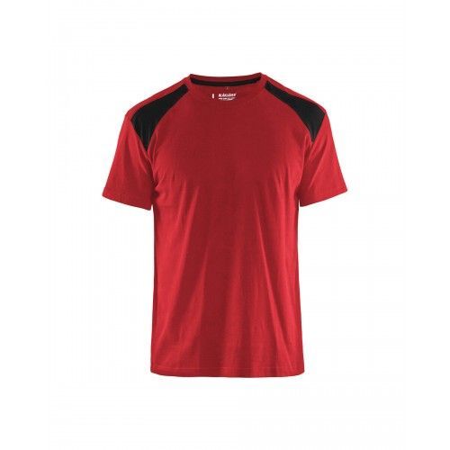 T-shirt de travail bicolore 100% coton 3379 - rouge et noir - M BLAKLADER