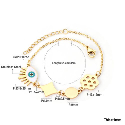 Luxusteel-Bracelet Mauvais ¿Il Bleu Pour Femme, Main Hamsa, Document Or, Acier Inoxydable, Coeur Ikcharm, Bracelet Lien, Bijoux De Ix