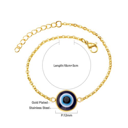 Luxusteel-Bracelet Mauvais ¿Il Bleu Pour Femme, Main Hamsa, Document Or, Acier Inoxydable, Coeur Ikcharm, Bracelet Lien, Bijoux De Ix