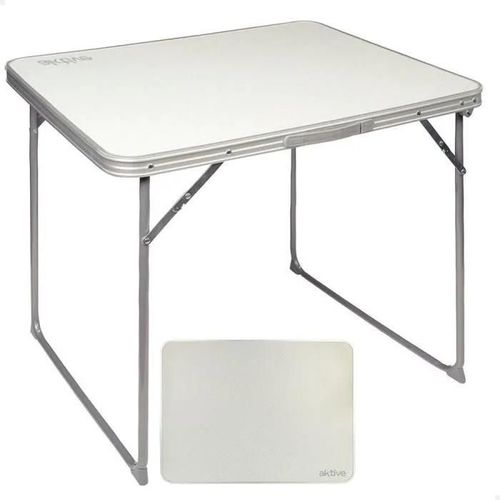Aktive Camping - Table Pliante Avec Poignée De Transport. Table De Camping- Plage Ou Jardin Légére Et Portable- Blanc