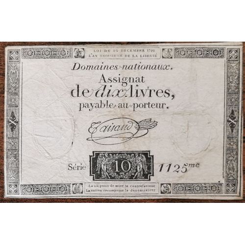 Assignat 10 Livres - 24 Octobre 1792 - Série 1125 - Filigrane Royal