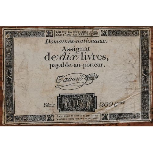 Assignat 10 Livres - 24 Octobre 1792 - Série 2096 - Filigrane Royal