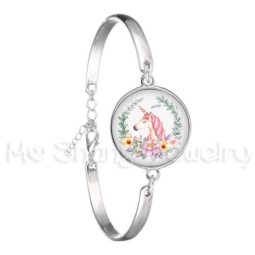 Bracelet En Forme De Licorne, Cheval Volant, Cabochon En Verre, Bijoux, Meilleur Cadeau Pour Enfants, Garçon Ou Fille, Bracelet Animal Couleur Argent