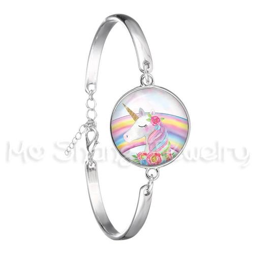 Bracelet En Forme De Licorne, Cheval Volant, Cabochon En Verre, Bijoux, Meilleur Cadeau Pour Enfants, Garçon Ou Fille, Bracelet Animal Couleur Argent