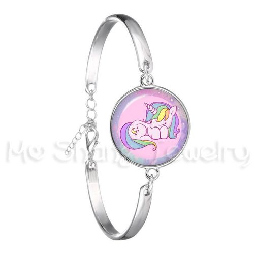 Bracelet En Forme De Licorne, Cheval Volant, Cabochon En Verre, Bijoux, Meilleur Cadeau Pour Enfants, Garçon Ou Fille, Bracelet Animal Couleur Argent
