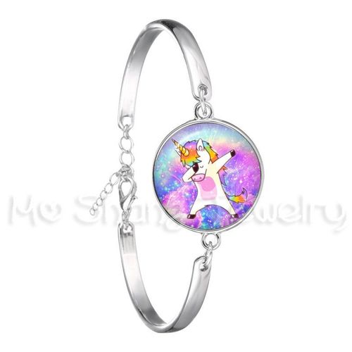 Bracelet En Forme De Licorne, Cheval Volant, Cabochon En Verre, Bijoux, Meilleur Cadeau Pour Enfants, Garçon Ou Fille, Bracelet Animal Couleur Argent