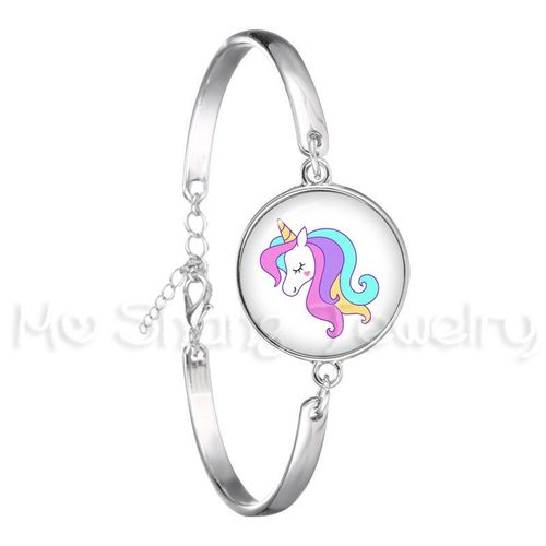 Bracelet En Forme De Licorne, Cheval Volant, Cabochon En Verre, Bijoux, Meilleur Cadeau Pour Enfants, Garçon Ou Fille, Bracelet Animal Couleur Argent