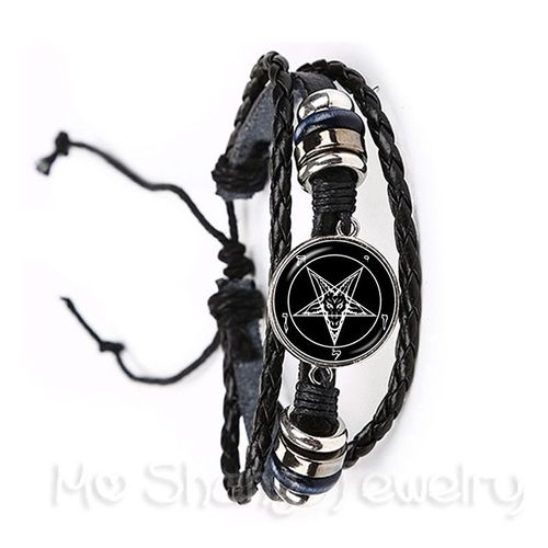 Bracelet Pentacle Tête De Mouton Rouge, Dôme En Verre De 20mm, Image Circulaire, Bijoux À La Mode, Prière Pour Le Bonheur, Garde Talisman