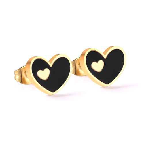 Luxusteel-Boucles D'oreilles À Clous En Coquillage De C¿Ur Pour Dames, Enfant, Fille, Acier Inoxydable, Rouge, Bleu, Rouge Rose, Blanc, Noir, Boucle D'oreille Pour Document, Bijoux