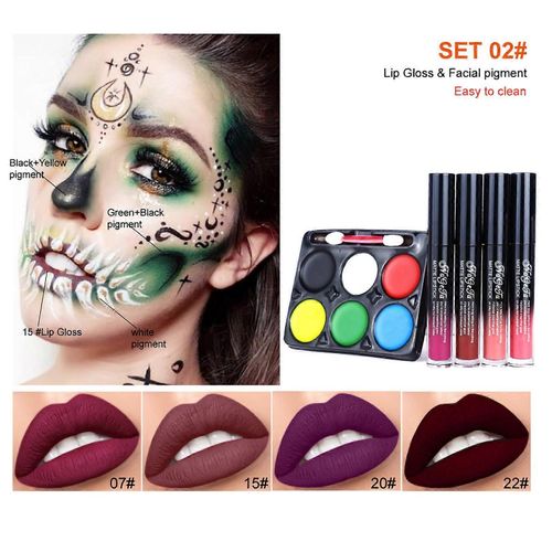 Halloween Decor Nageta Halloween Makeup Set Halloween Lip Gloss + Face Paint Set 