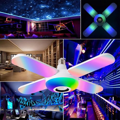 Ventilateur Lumières De Maison Intelligente, Ampoule Led Avec Haut-Parleur Bluetooth Intégré, Lampe Changeante E27 Rgb, 24 Touches Rc Rgb Ampoule De Haut-Parleur À Changement De Couleur Pour La Fête,