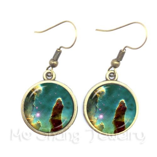 Boucles D'oreilles En Verre Pour Femmes, Pendentif Galaxie Et Étoile, Nébuleuse, Bijoux Spatiaux, Planètes Colorées