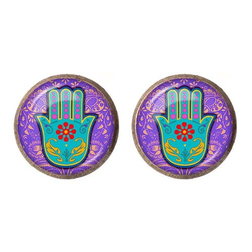 Hamsa Boucles D'oreilles À La Main Mauvais ¿Il Verre Cabochon Boucle D'oreille Charmes Fatima Bijoux À La Mode Charmes Cadeau Pour Les Amis