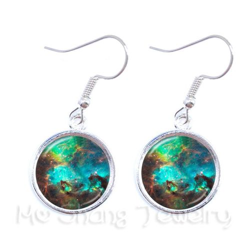 Boucles D'oreilles En Verre Pour Femmes, Pendentif Galaxie Et Étoile, Nébuleuse, Bijoux Spatiaux, Planètes Colorées