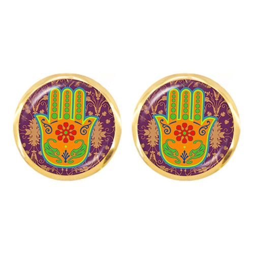 Hamsa Boucles D'oreilles À La Main Mauvais ¿Il Verre Cabochon Boucle D'oreille Charmes Fatima Bijoux À La Mode Charmes Cadeau Pour Les Amis