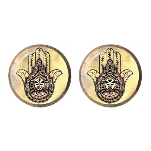 Hamsa Boucles D'oreilles À La Main Mauvais ¿Il Verre Cabochon Boucle D'oreille Charmes Fatima Bijoux À La Mode Charmes Cadeau Pour Les Amis
