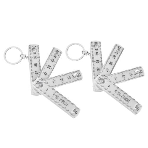 2Pcs ABS Règle Pliante Portable 0.5m Règle Pliable avec Porte-clés compatible avec Menuiserie Pose De TuilesWhite-YM