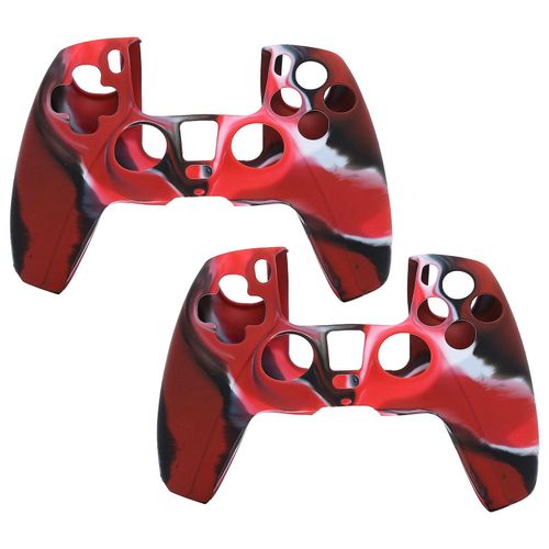 2pcs Gamepad Housse De Protection Camouflage Silicone Étui Peau Compatible Avec Ps5 Game Controllercamo Red-Ym