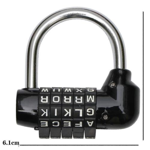 Cadenas combiné de 5 lettres noir - Serrures à combinaison - Sac à dos pour ordinateur portable Bike Lock -anglais Alphabet Wheel Combination Lock