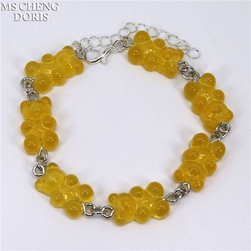 Bracelet Ours Transparent Multicolore Arc-En-Ciel Pour Femme, Bonbons, Document Ab, Bracelet En Résine, Mignon, Drôle, Doux, Bijoux, Cadeau Bff