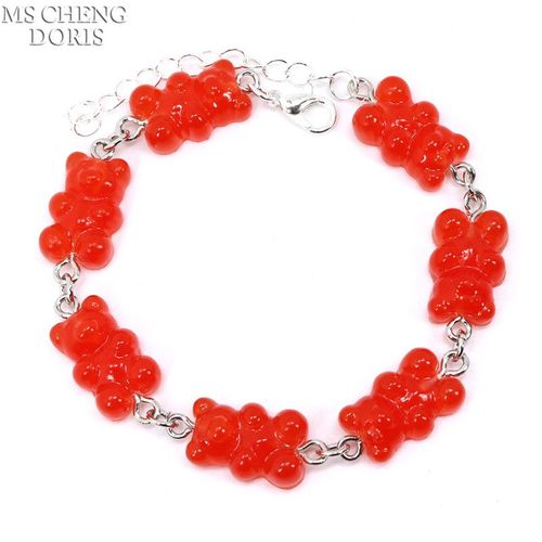Bracelet Ours Transparent Multicolore Arc-En-Ciel Pour Femme, Bonbons, Document Ab, Bracelet En Résine, Mignon, Drôle, Doux, Bijoux, Cadeau Bff