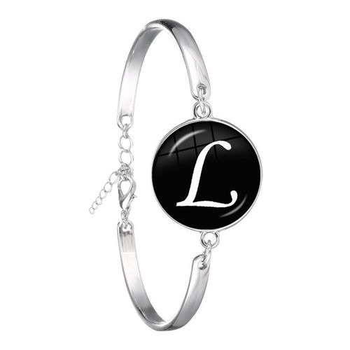 Bracelet Chaîne Cabochon En Verre Plaqué Argent, 26 Lettres, Bijoux Tendance, Nom D'amitié, Cadeau De Famille Pour Hommes Femmes Enfants, A-Z