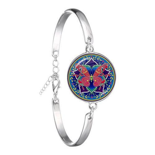 Bracelet À Breloques Mandala Pour Hommes Et Femmes, Photo D'art, Henné, Yoga, Symbole Om, Buddhisme Du Vermont, Cabochon En Verre, Bijoux Jonc, Cadeau