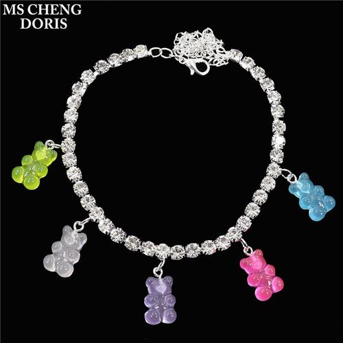 Bracelet Ours Transparent Multicolore Arc-En-Ciel Pour Femme, Bonbons, Document Ab, Bracelet En Résine, Mignon, Drôle, Doux, Bijoux, Cadeau Bff