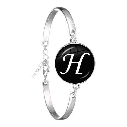 Bracelet Chaîne Cabochon En Verre Plaqué Argent, 26 Lettres, Bijoux Tendance, Nom D'amitié, Cadeau De Famille Pour Hommes Femmes Enfants, A-Z