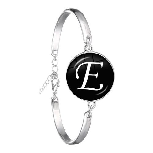 Bracelet Chaîne Cabochon En Verre Plaqué Argent, 26 Lettres, Bijoux Tendance, Nom D'amitié, Cadeau De Famille Pour Hommes Femmes Enfants, A-Z