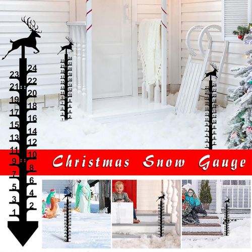 Jauge à neige - Noël vacances flocon de neige jauge, jauge à neige en métal dimensionnement, Noël pluviomètre décoration extérieure cadeau (wapiti)