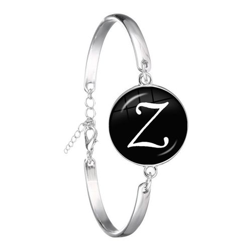 Bracelet Chaîne Cabochon En Verre Plaqué Argent, 26 Lettres, Bijoux Tendance, Nom D'amitié, Cadeau De Famille Pour Hommes Femmes Enfants, A-Z