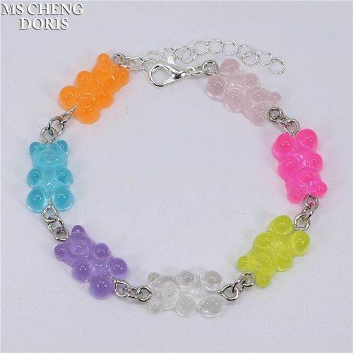 Interrupteur Bracelet De Cheville En Résine Gunibear Pour Femme Et Fille, Bijoux Jofoot, Document Bonbon, Cadeaux De Fête, 03
