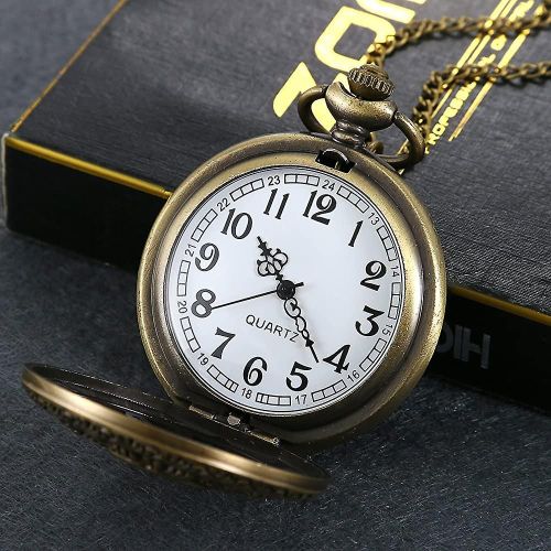 Retro Men's Women's Pocket Watch, Chain Watch Analogue Quartz Sunflower Pattern