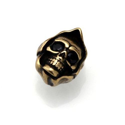 Perles De Crâne En Acier Antique Pour Bricolage, Perles D'espacement De Charme, Qualité Micro Pavée, Cristal De Zircone Cubique Contre-Indiqué, Accessoires De Direction, Trou De 2mm