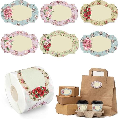 250pcs Vintage Floral Jar Étiquette Autocollants Rouleau Rétro Fleur Papier Décalcomanies Vierge